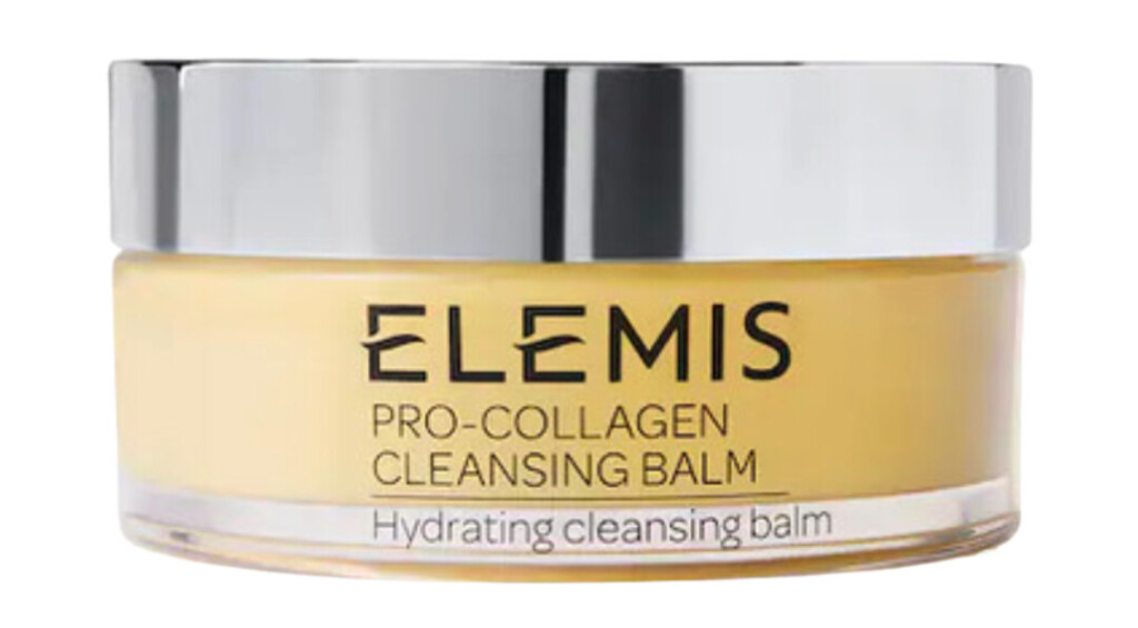 Elemis Pro-Collagen Cleansing Balm in glass jar with silver lid